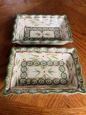 Temp-tations Old World Green 0.5 Qt Rectangular Dish Set of 2
